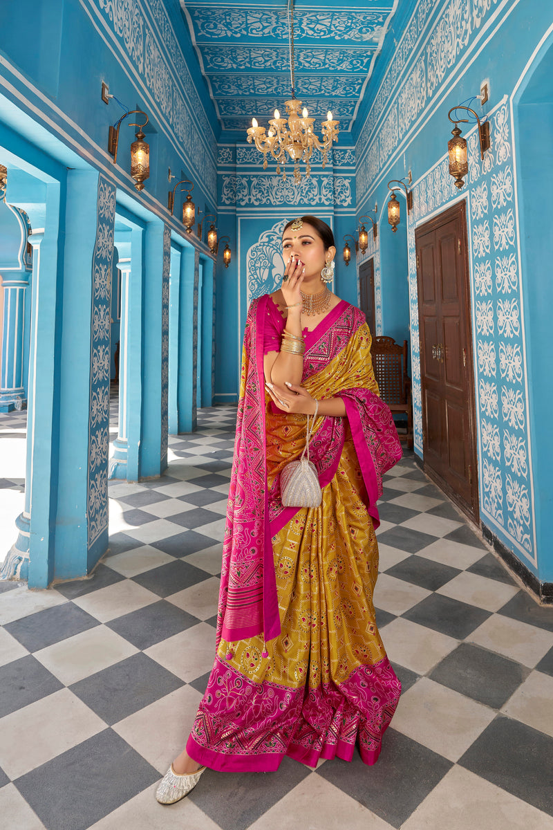 Yellow color Patola Silk Saree: Elevate Your Style with Elegance