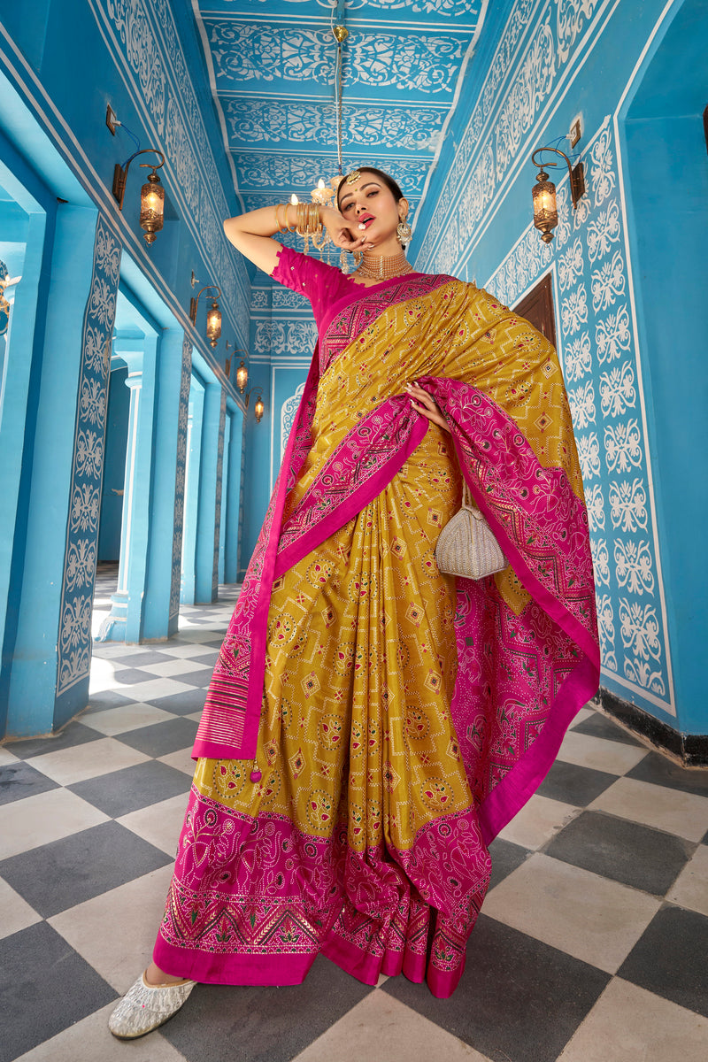 Yellow color Patola Silk Saree: Elevate Your Style with Elegance