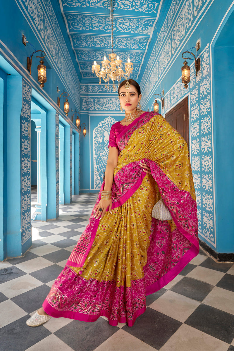 Yellow color Patola Silk Saree: Elevate Your Style with Elegance