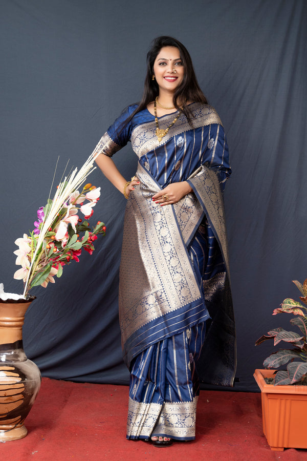 Blue Soft Silk Maharashtrian Paithani Saree