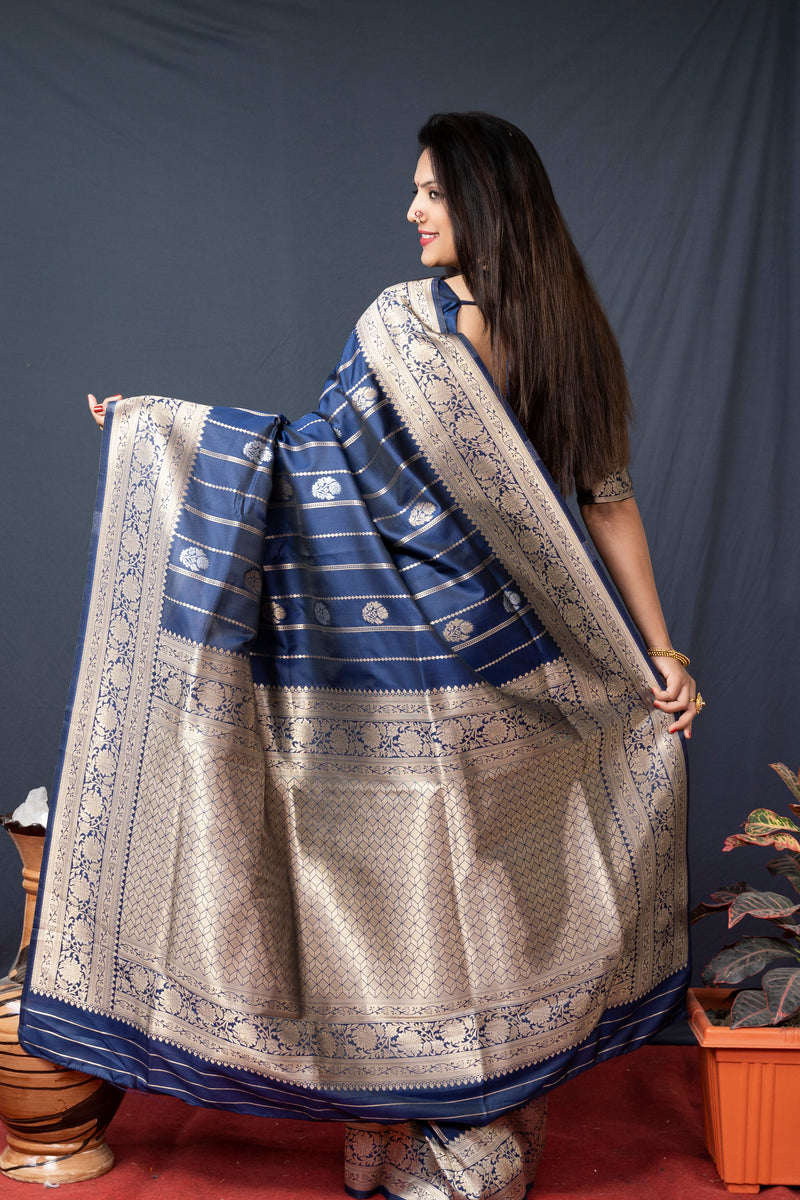 Blue Soft Silk Maharashtrian Paithani Saree