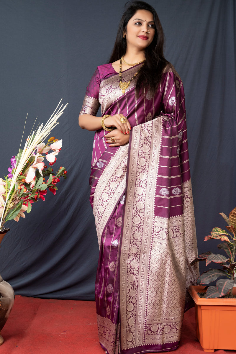 Wine Soft Silk Maharashtrian Paithani Saree