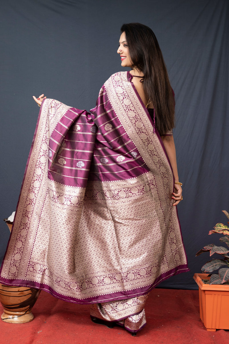 Wine Soft Silk Maharashtrian Paithani Saree