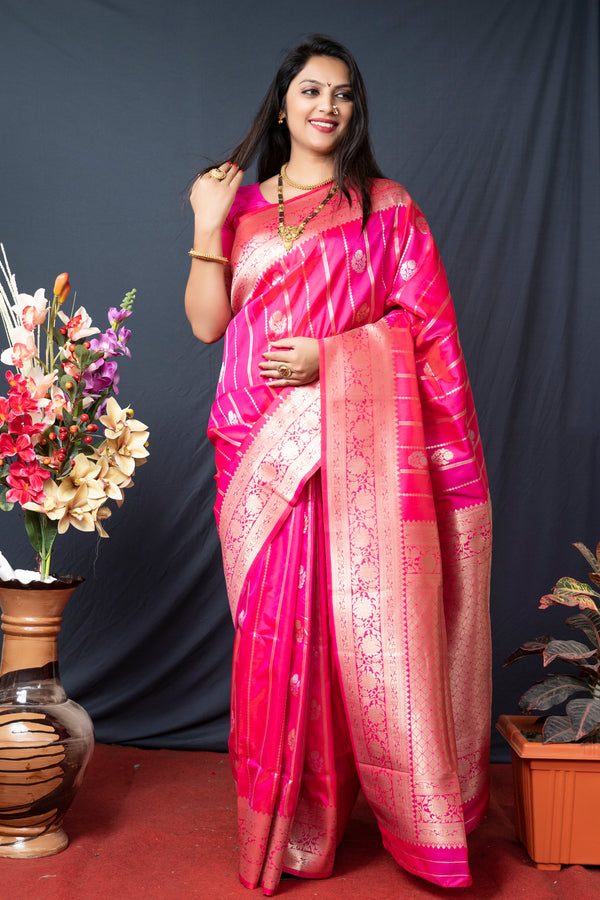 Pink Soft Silk Maharashtrian Paithani Saree