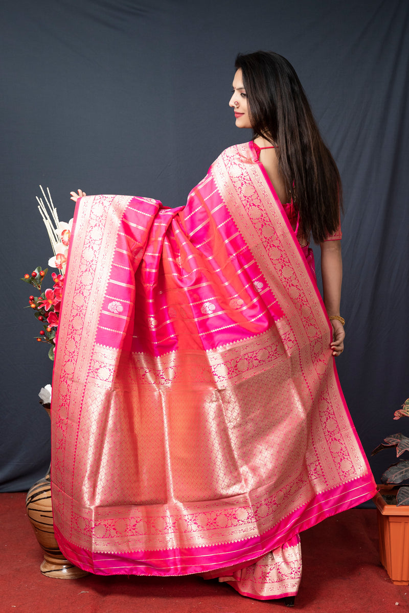 Pink Soft Silk Maharashtrian Paithani Saree