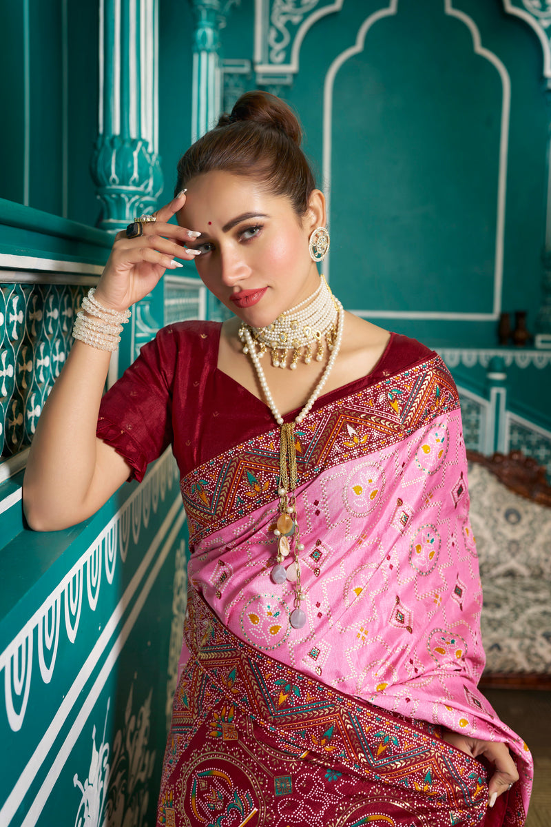 Baby pink Patola Silk Saree: Elevate Your Style with Elegance