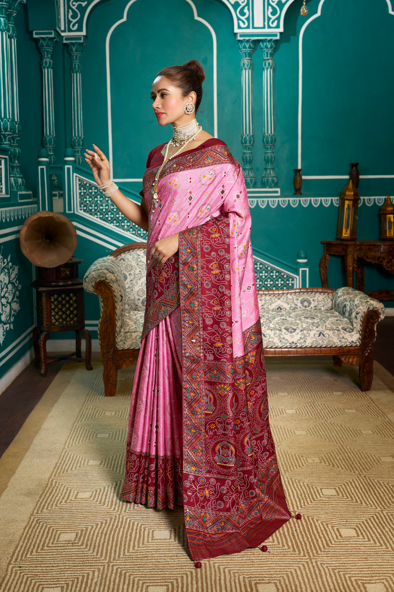 Baby pink Patola Silk Saree: Elevate Your Style with Elegance