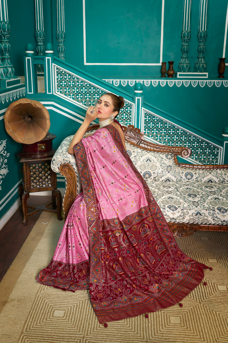 Baby pink Patola Silk Saree: Elevate Your Style with Elegance