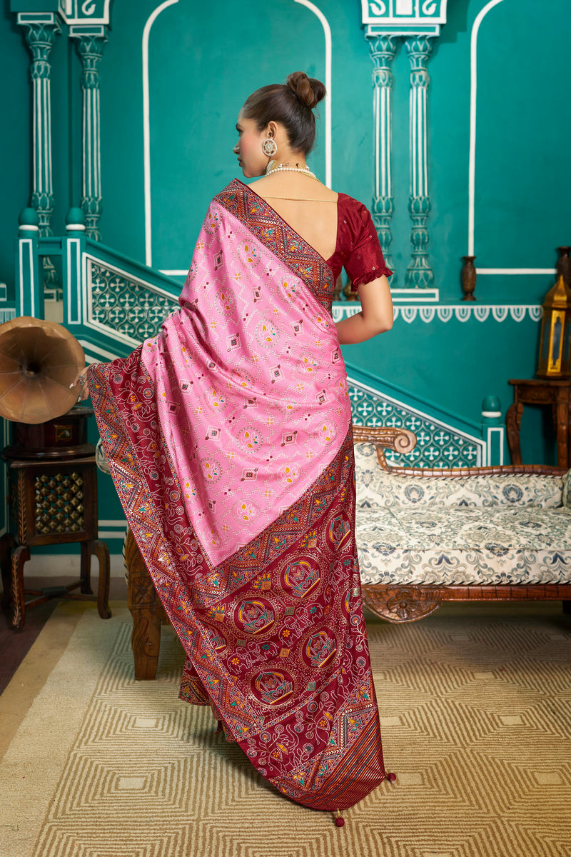 Baby pink Patola Silk Saree: Elevate Your Style with Elegance