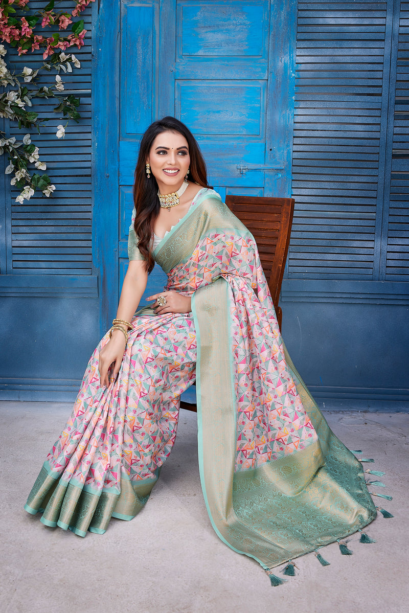 Dola Silk Saree with Exclusive Jacquard Weaving and Digital Print