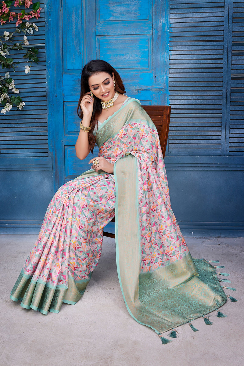 Dola Silk Saree with Exclusive Jacquard Weaving and Digital Print