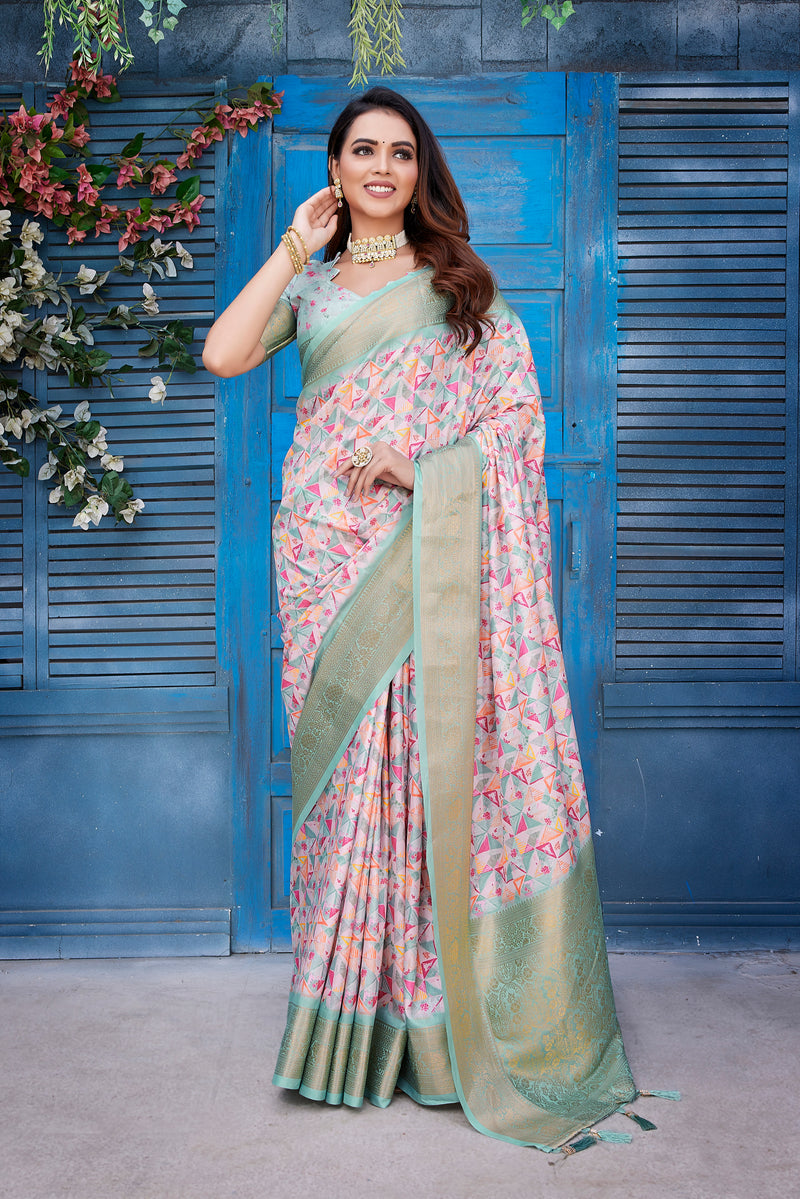 Dola Silk Saree with Exclusive Jacquard Weaving and Digital Print