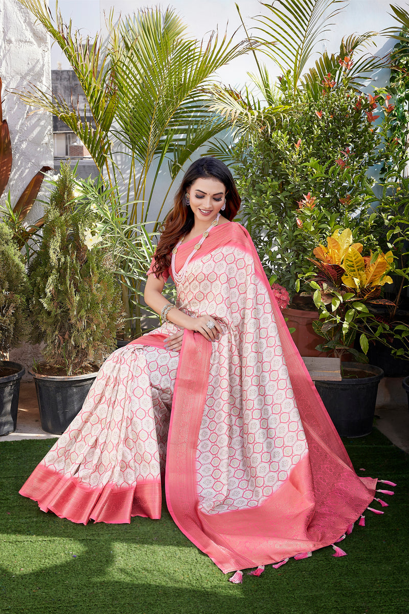 Dola Silk Saree with Exclusive Jacquard Weaving and Digital Print