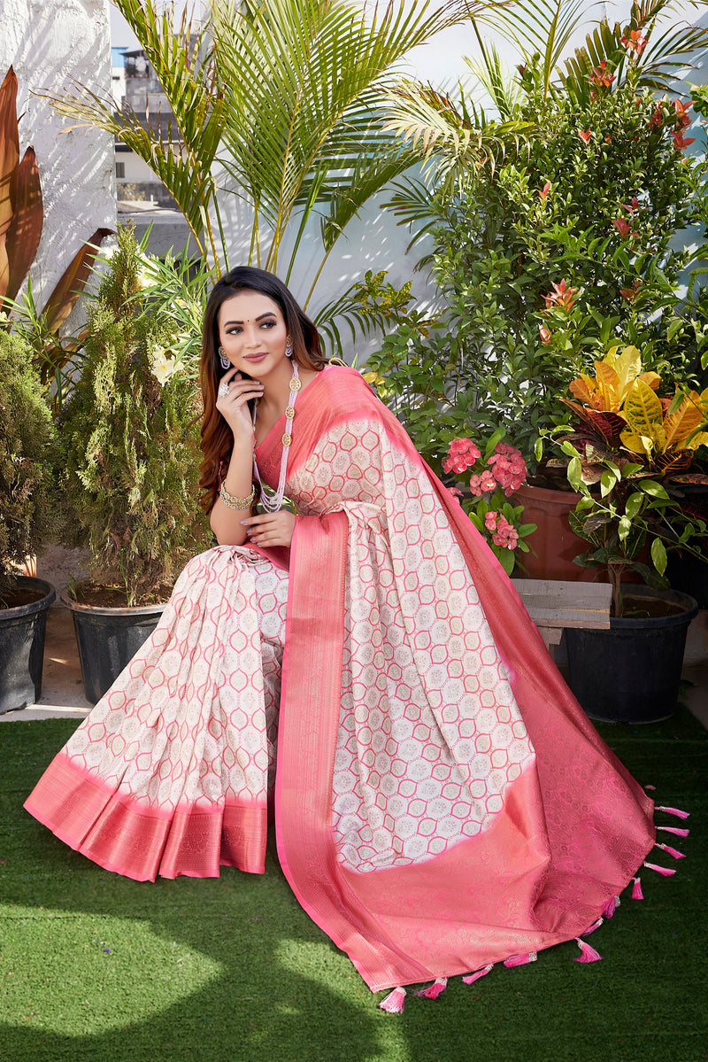 Dola Silk Saree with Exclusive Jacquard Weaving and Digital Print