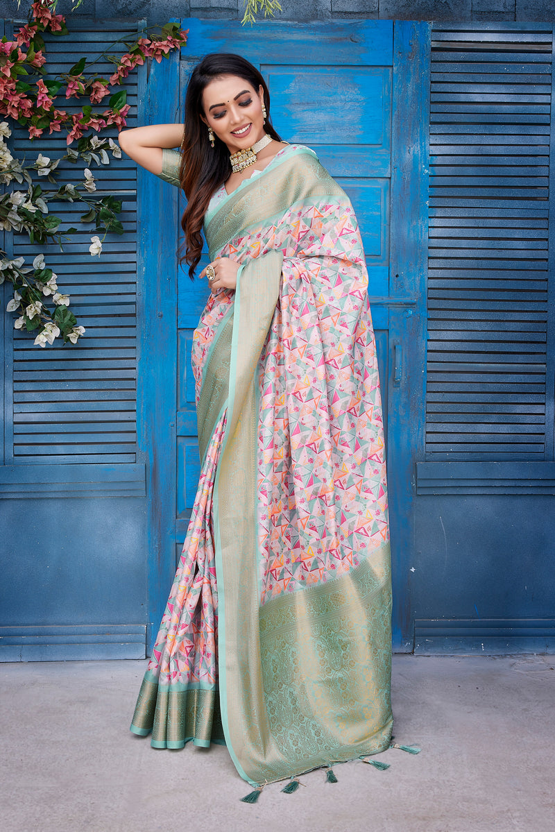 Dola Silk Saree with Exclusive Jacquard Weaving and Digital Print