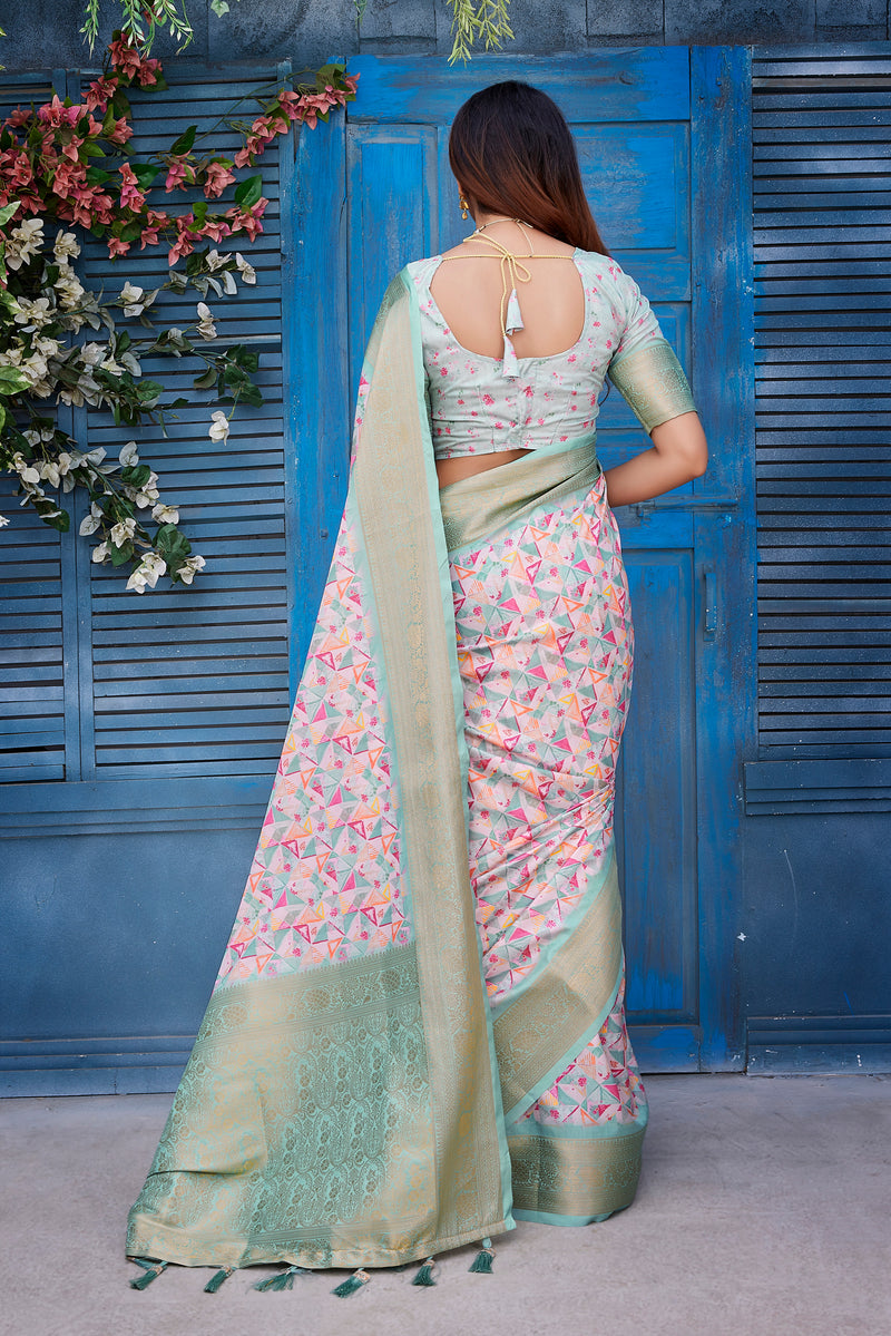 Dola Silk Saree with Exclusive Jacquard Weaving and Digital Print