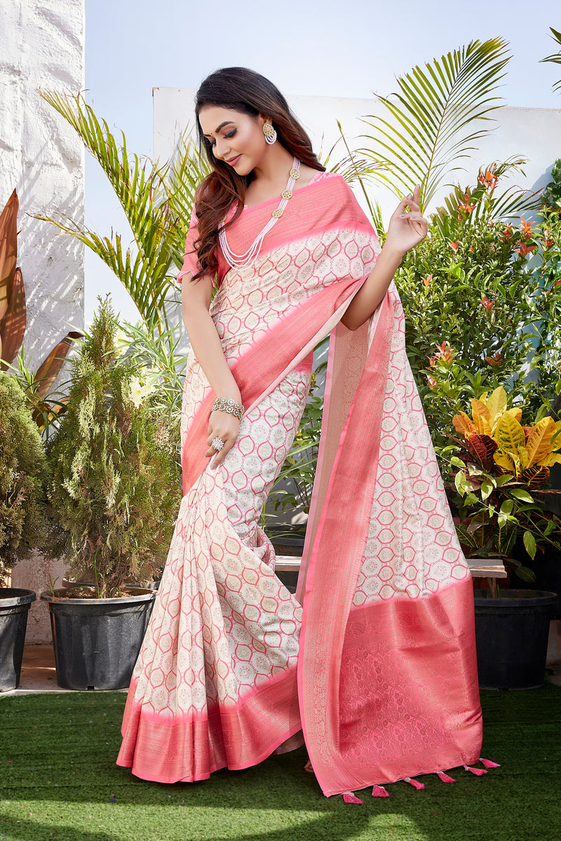 Dola Silk Saree with Exclusive Jacquard Weaving and Digital Print