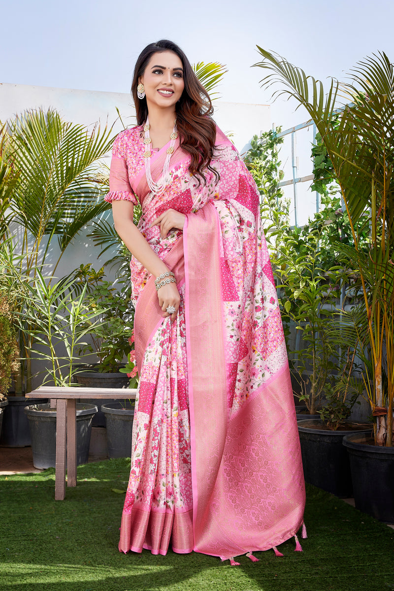 Dola Silk Saree with Exclusive Jacquard Weaving and Digital Print