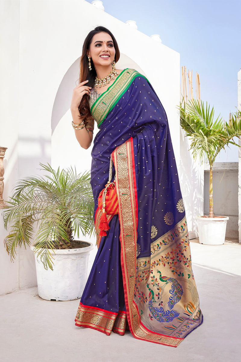 Pure Pethani Silk Saree with Exclusive Jacquard Weaving - Perfect for Parties & Festivals