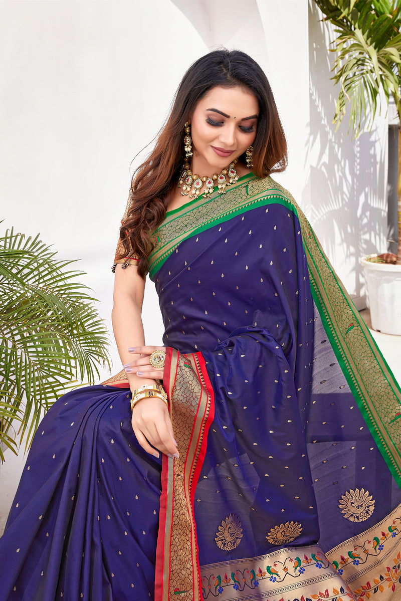 Pure Pethani Silk Saree with Exclusive Jacquard Weaving - Perfect for Parties & Festivals