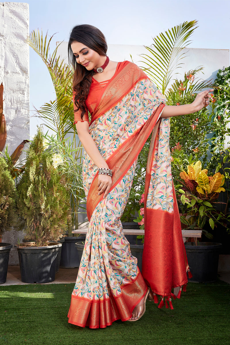 Dola Silk Saree with Exclusive Jacquard Weaving and Digital Print