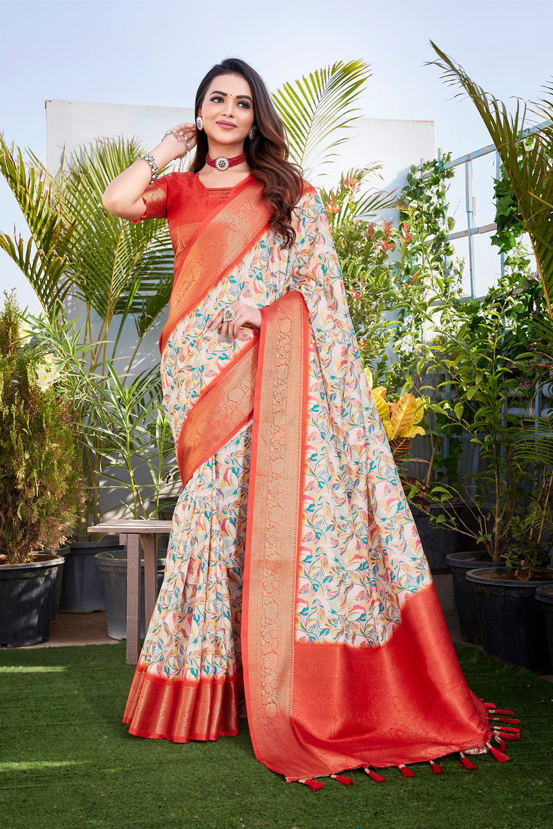 Dola Silk Saree with Exclusive Jacquard Weaving and Digital Print