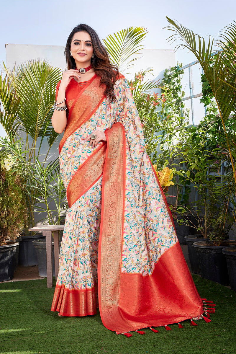 Dola Silk Saree with Exclusive Jacquard Weaving and Digital Print