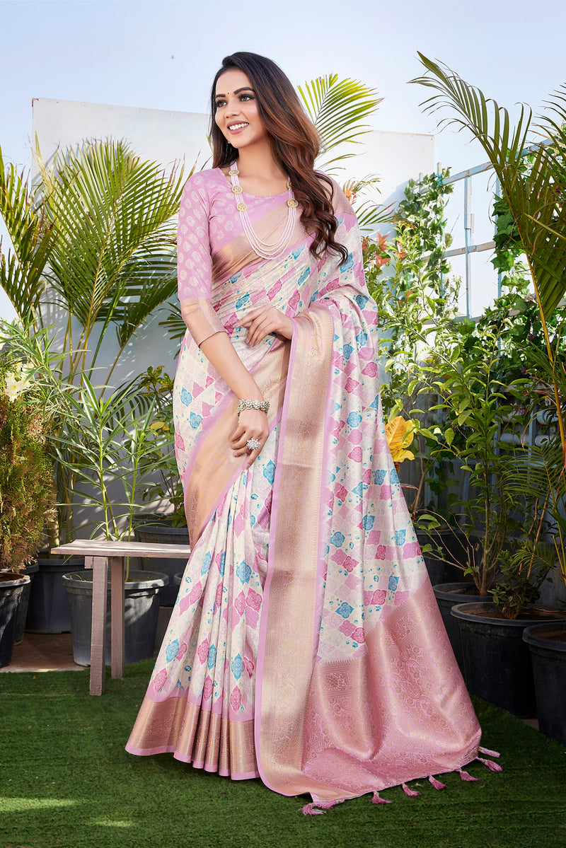 Dola Silk Saree with Exclusive Jacquard Weaving and Digital Print