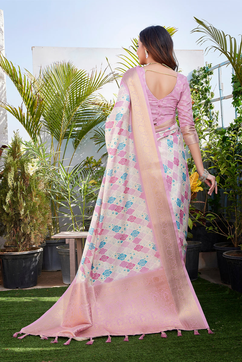 Dola Silk Saree with Exclusive Jacquard Weaving and Digital Print