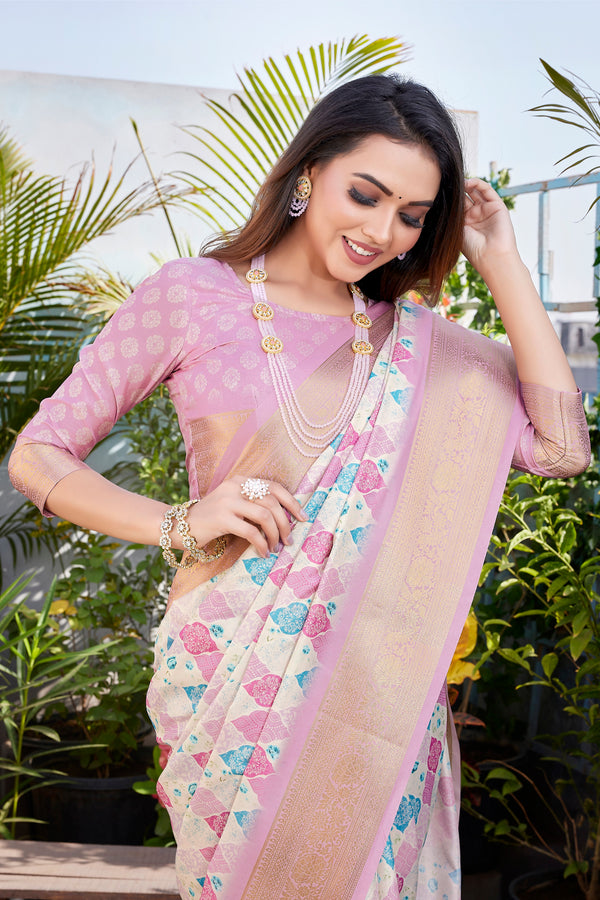 Dola Silk Saree with Exclusive Jacquard Weaving and Digital Print