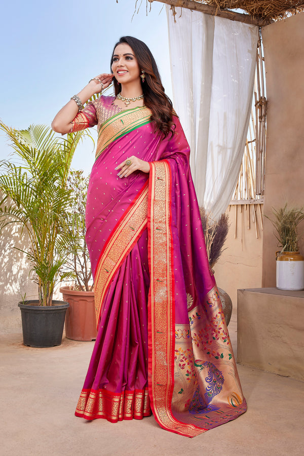 Pure Pethani Silk Saree with Exclusive Jacquard Weaving - Perfect for Parties & Festivals