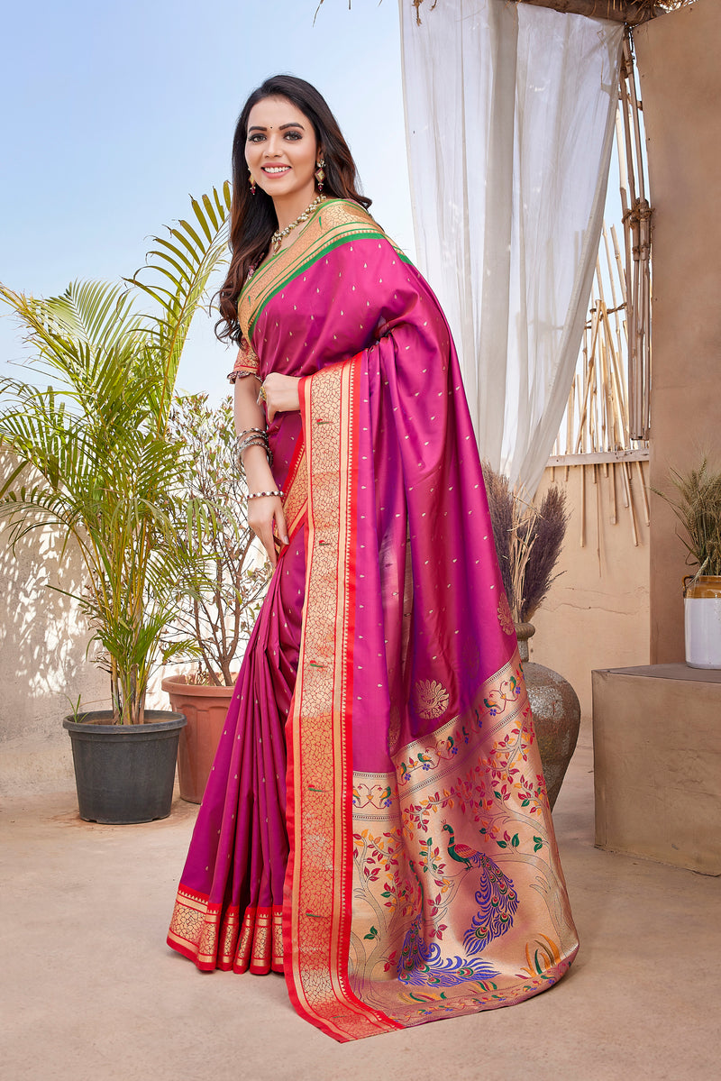 Pure Pethani Silk Saree with Exclusive Jacquard Weaving - Perfect for Parties & Festivals