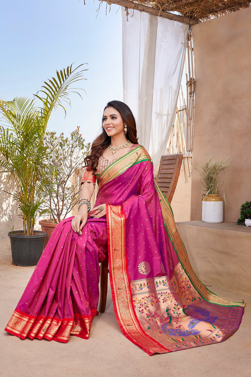 Pure Pethani Silk Saree with Exclusive Jacquard Weaving - Perfect for Parties & Festivals