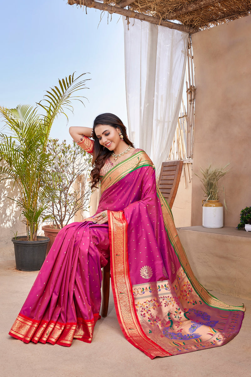 Pure Pethani Silk Saree with Exclusive Jacquard Weaving - Perfect for Parties & Festivals