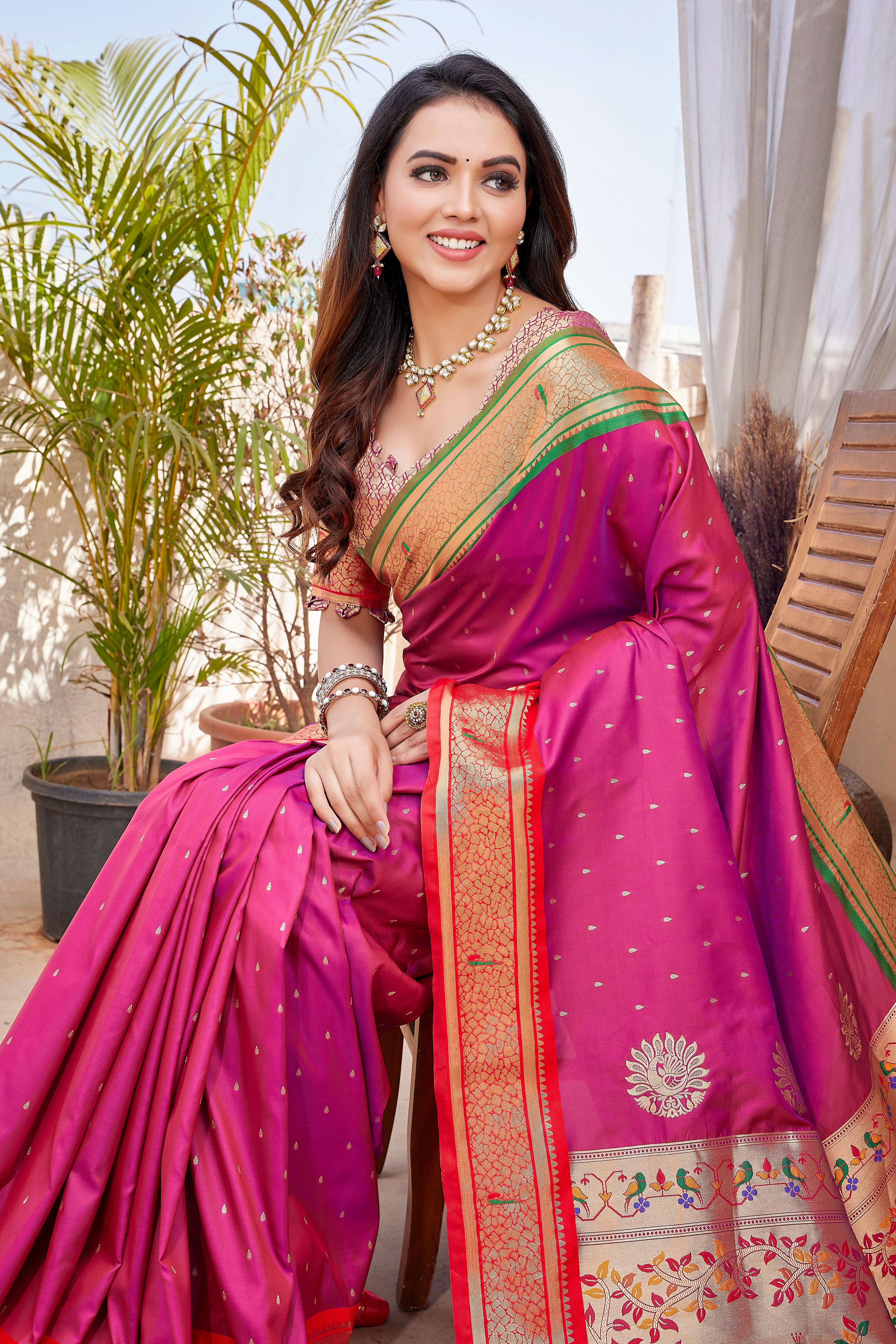 Pure Pethani Silk Saree with Exclusive Jacquard Weaving - Perfect for Parties & Festivals