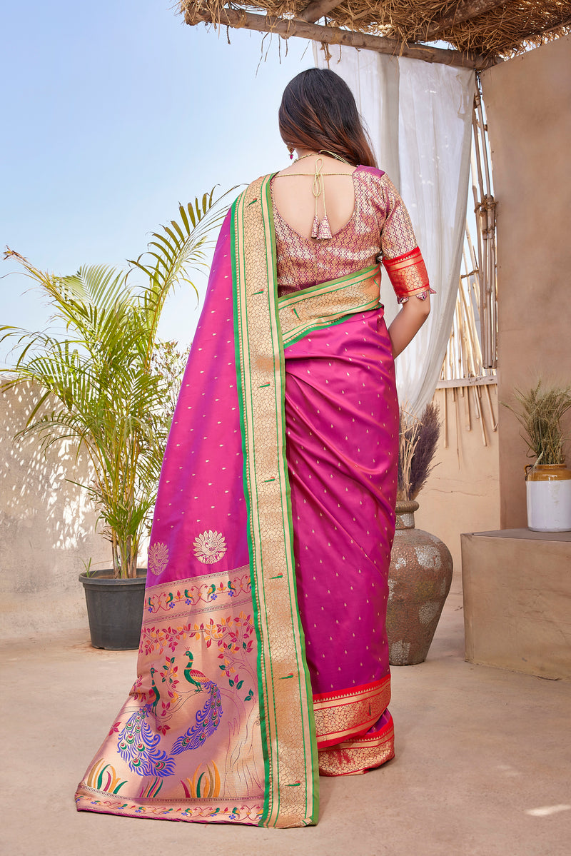 Pure Pethani Silk Saree with Exclusive Jacquard Weaving - Perfect for Parties & Festivals