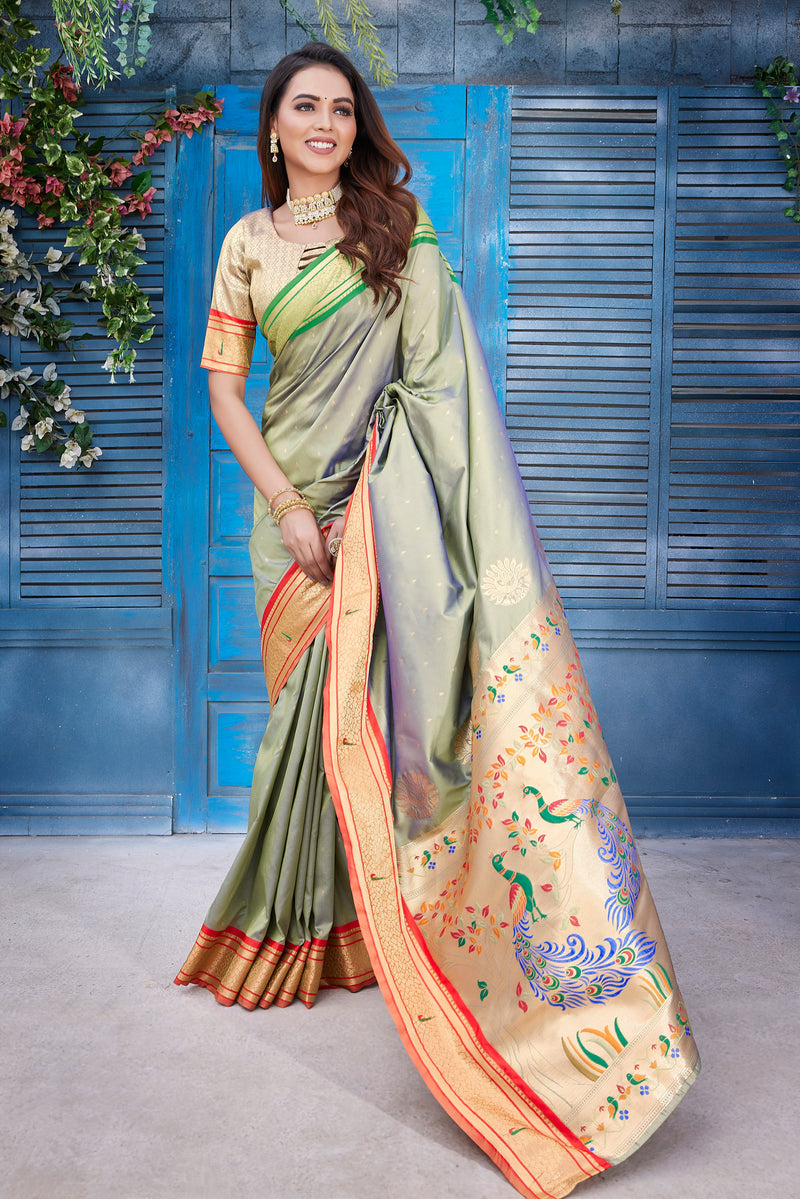 Pure Pethani Silk Saree with Exclusive Jacquard Weaving - Perfect for Parties & Festivals