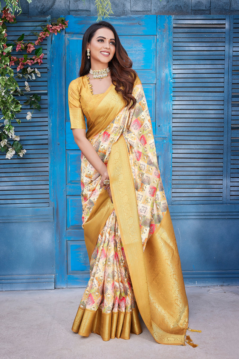 Dola Silk Saree with Exclusive Jacquard Weaving and Digital Print