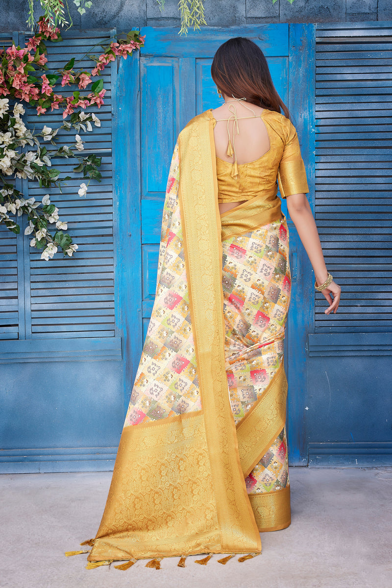 Dola Silk Saree with Exclusive Jacquard Weaving and Digital Print