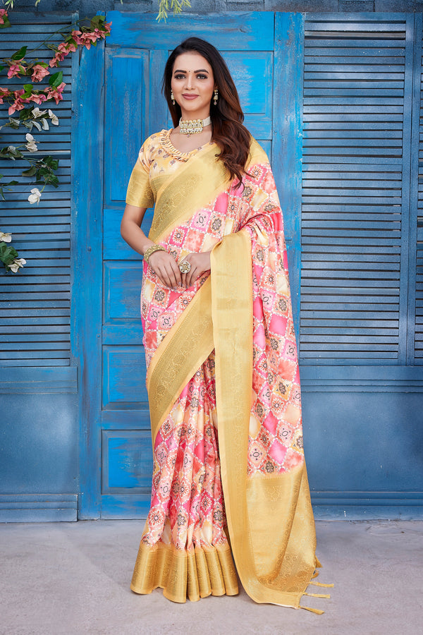 Dola Silk Saree with Exclusive Jacquard Weaving and Digital Print