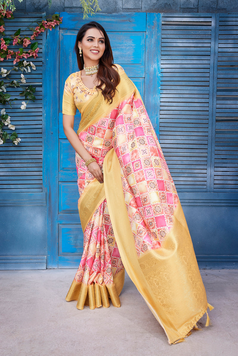 Dola Silk Saree with Exclusive Jacquard Weaving and Digital Print