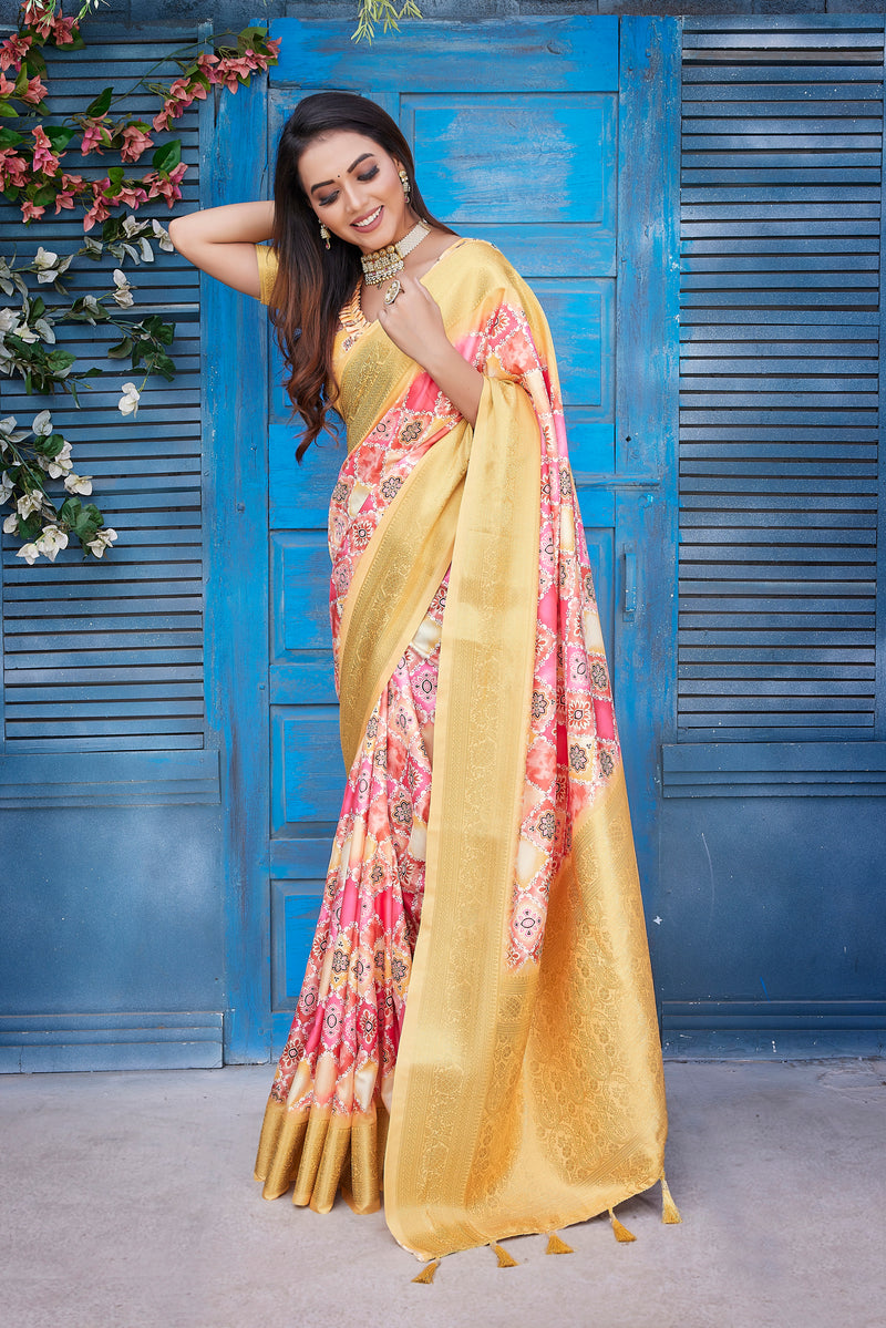 Dola Silk Saree with Exclusive Jacquard Weaving and Digital Print