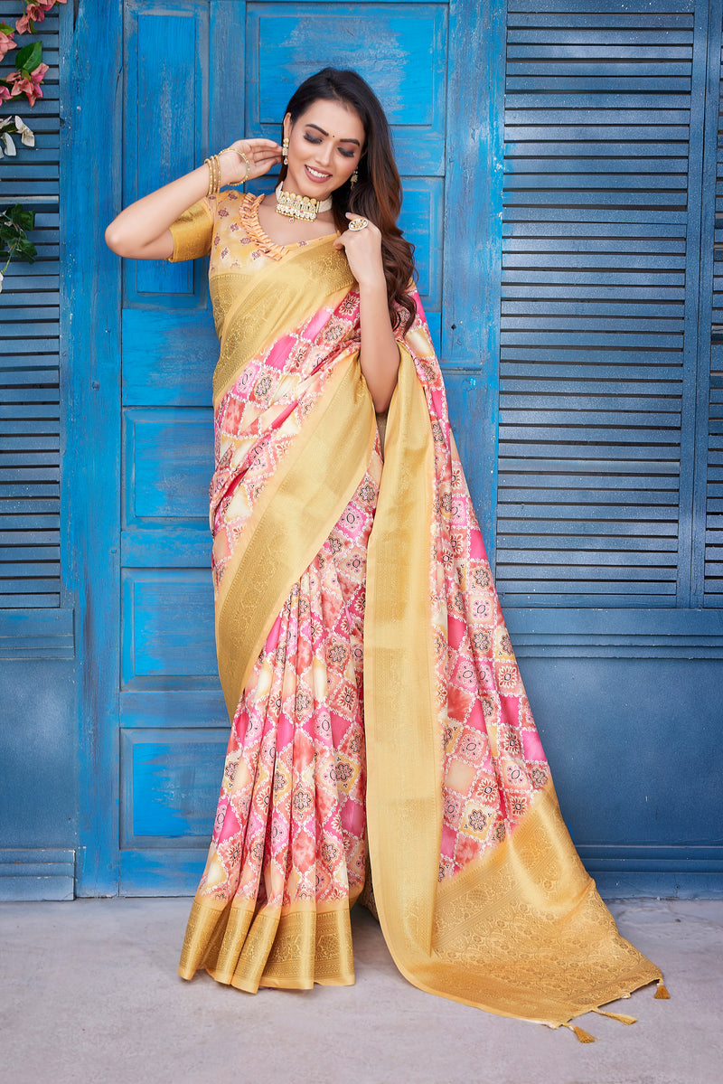 Dola Silk Saree with Exclusive Jacquard Weaving and Digital Print