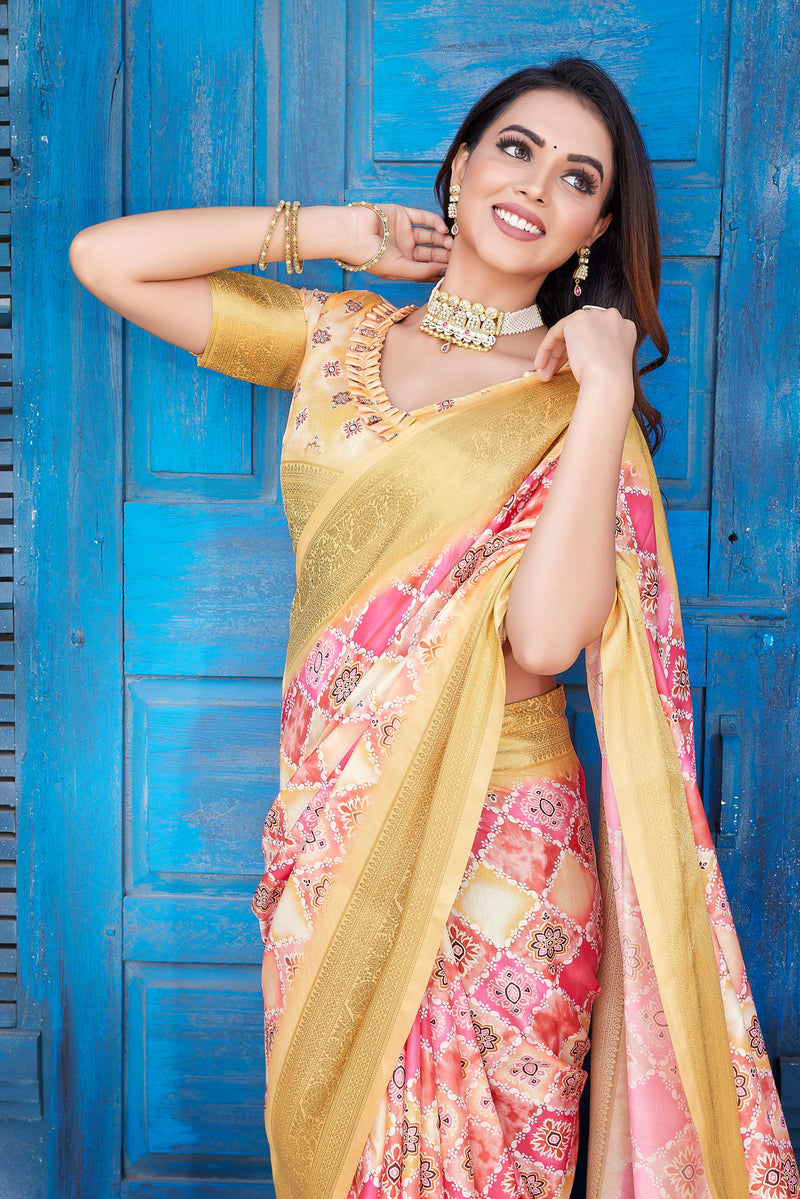 Dola Silk Saree with Exclusive Jacquard Weaving and Digital Print