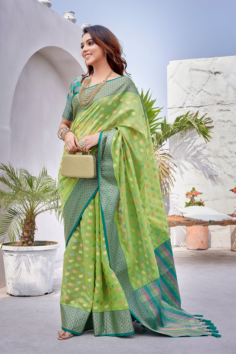 Perot color soft zarna silk saree with zari weaving work