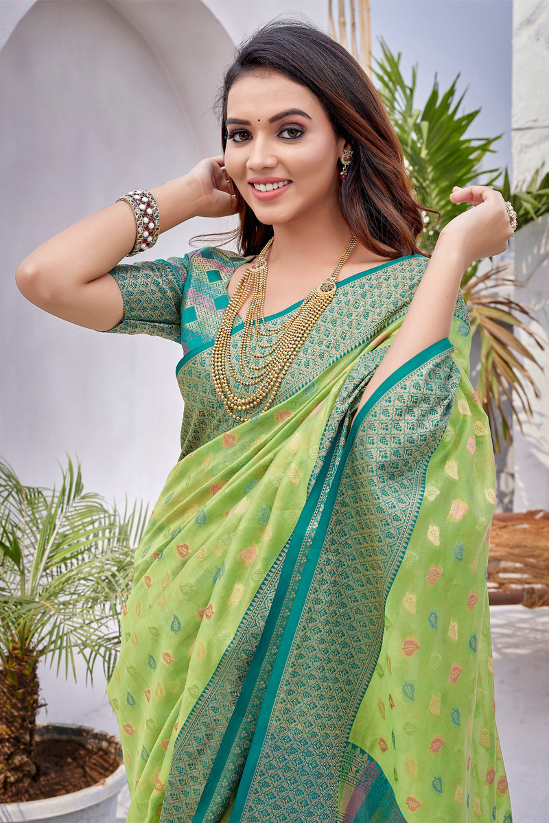 Perot color soft zarna silk saree with zari weaving work