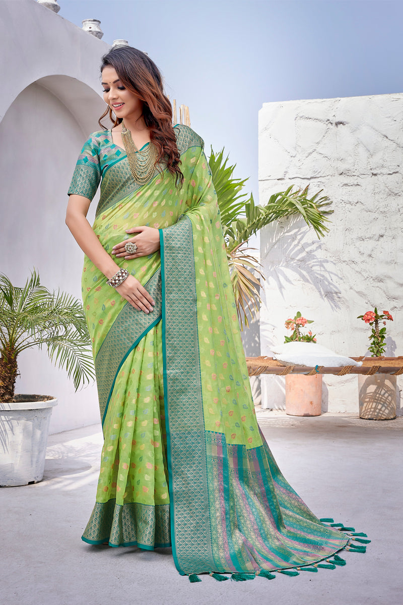 Perot color soft zarna silk saree with zari weaving work