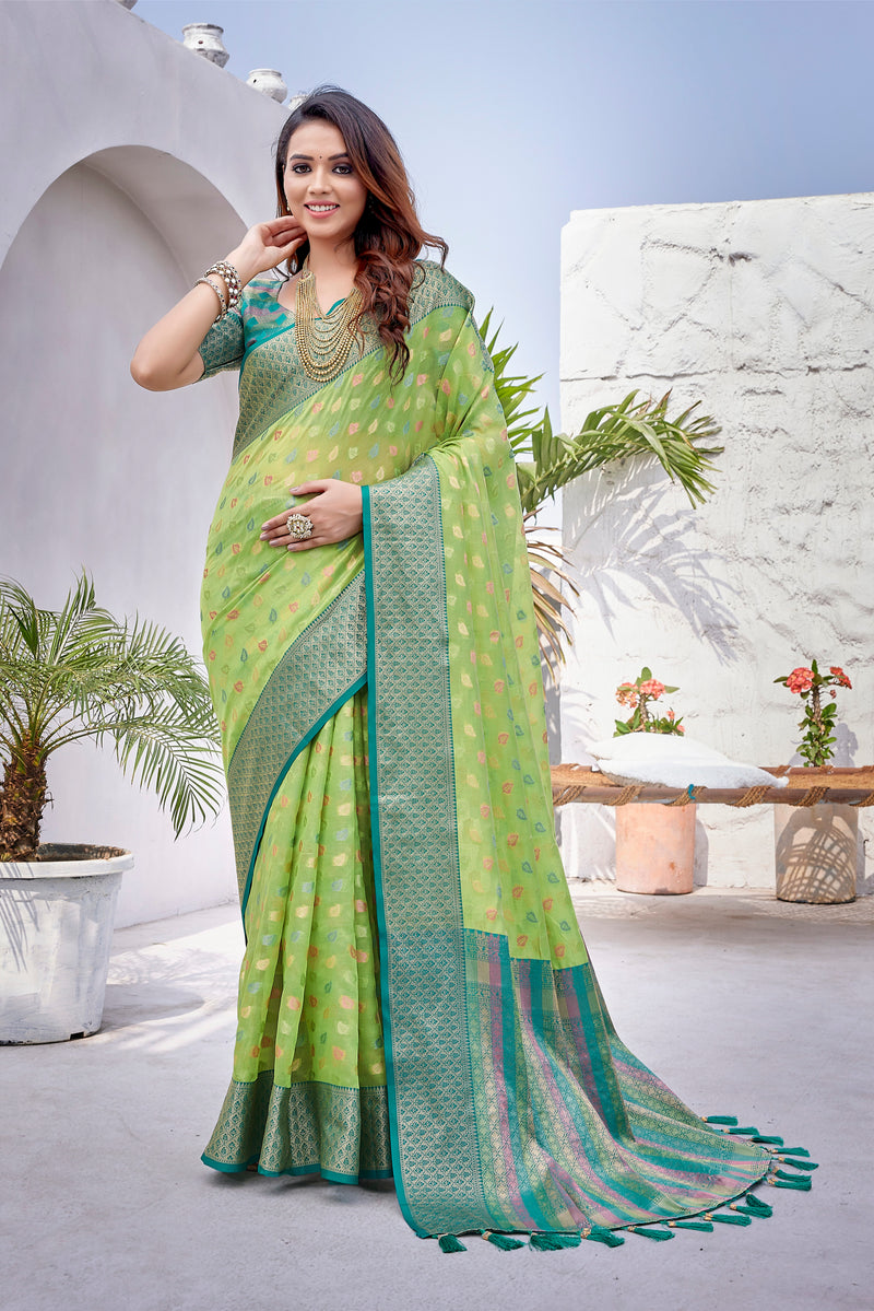 Perot color soft zarna silk saree with zari weaving work