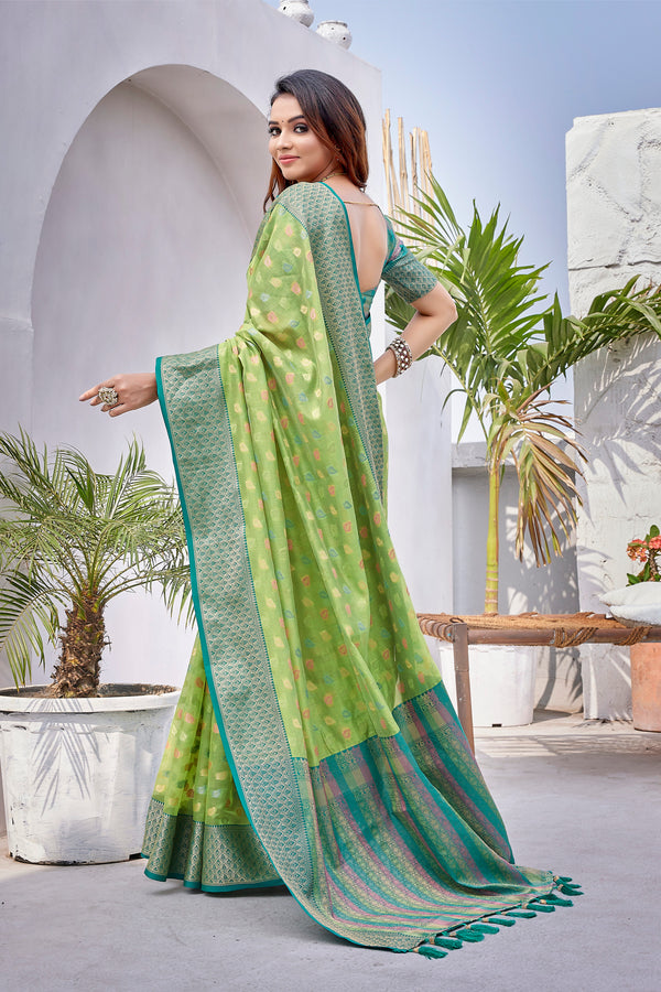 Perot color soft zarna silk saree with zari weaving work