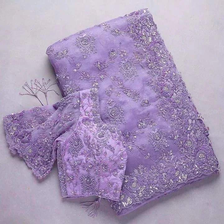 Luxury Embroidered Organza Saree with Designer Unstitched Blouse